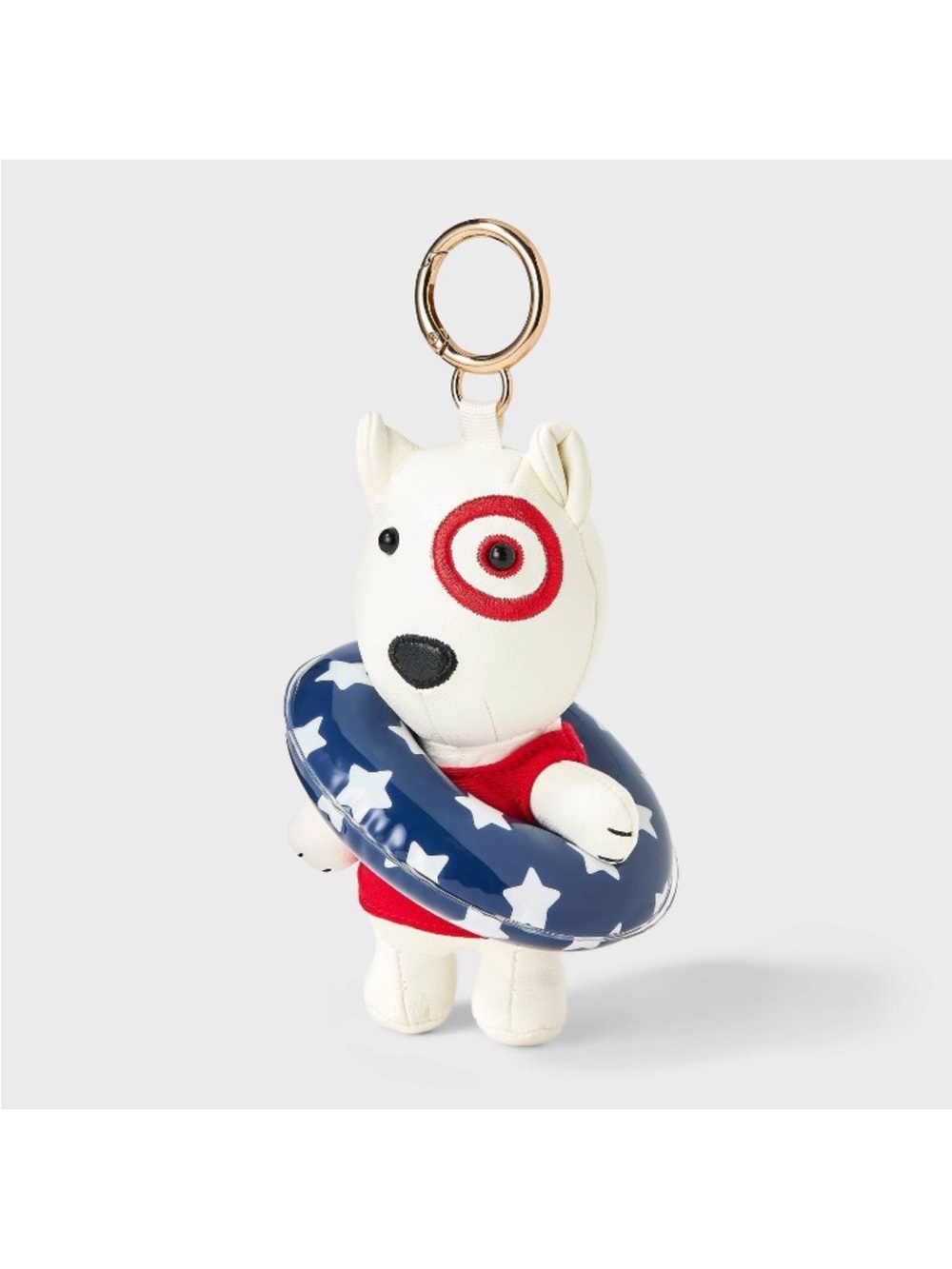 Target Red & White Dog Plush Keychain with Blue Star Float